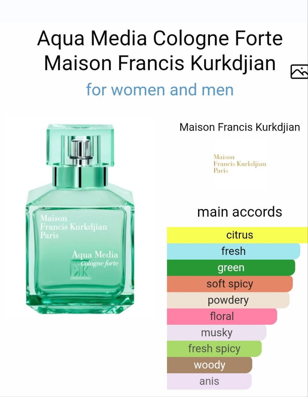Aqua Media Cologne Forte by Maison Francis Kurkdjian 70ml