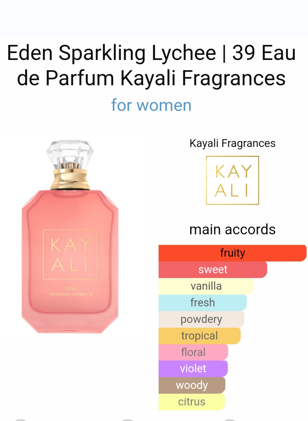 Eden Sparkling Lychee | 39 Eau de Parfum by Kayali Fragrances 100ml